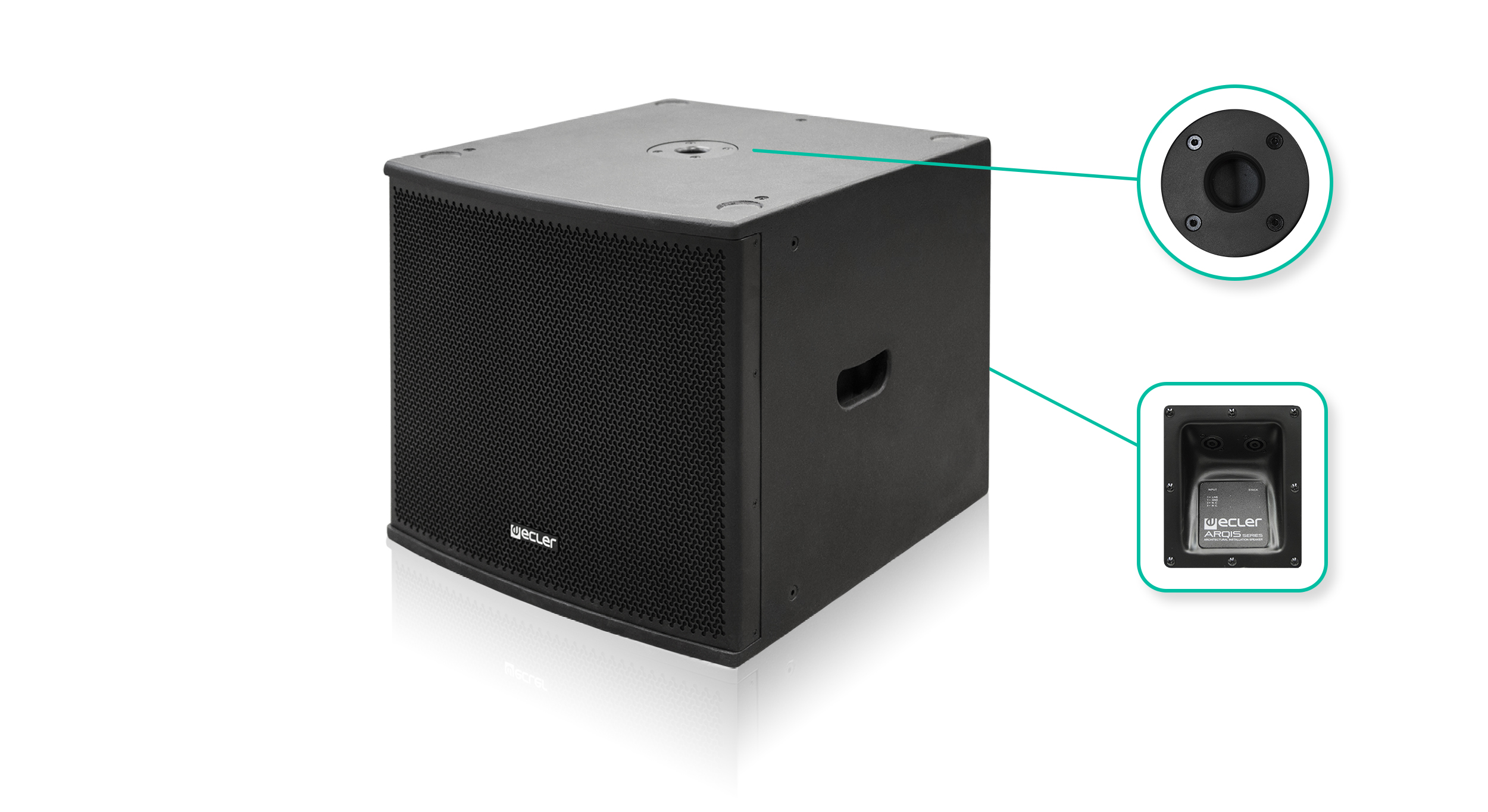 Ecler-premium-loudspeaker-ARQIS-SB115BK-persp_upper_side