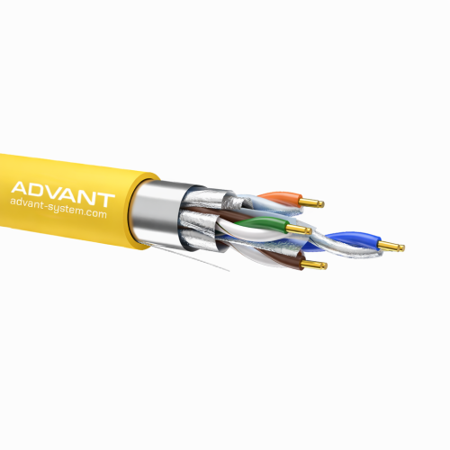Exposed Ethernet cable with internal components